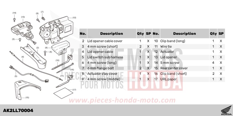 KIT,LID OPENER de ADV 350 SPANGLE SILVER METALLIC (NHA49) 2022